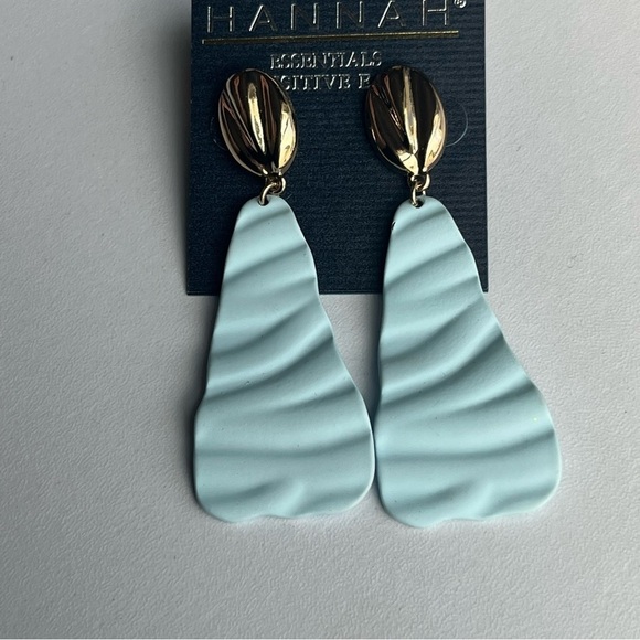 NEW Hannah Clay Poly Drop Earrings Teal and Gold - Picture 2 of 6